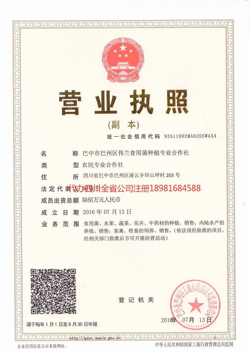 黑河黑河伟兰食用菌种植专业合作社